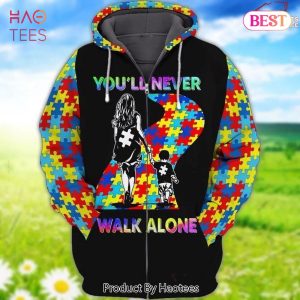 NEW Autism Awareness You Never Walk Alone 3D Hoodie For Men And Women