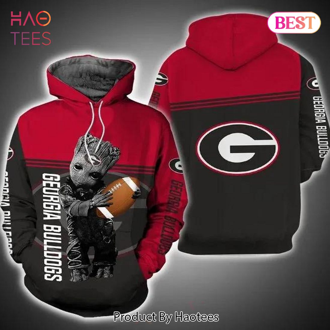NEW Baby Yoda Hug Ball Georgia Bulldogs 3D Hoodie Georgia Bulldogs Gift Ideas For Him
