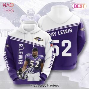 NEW Baltimore Ravens Ray Lewis Signature Number 52 3D Hoodie