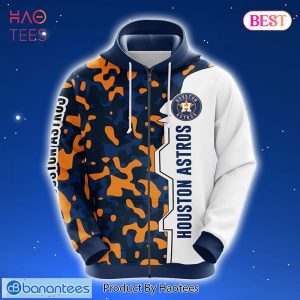 NEW Houston Astros MLB Camouflage 3D Hoodie Zip Hoodie