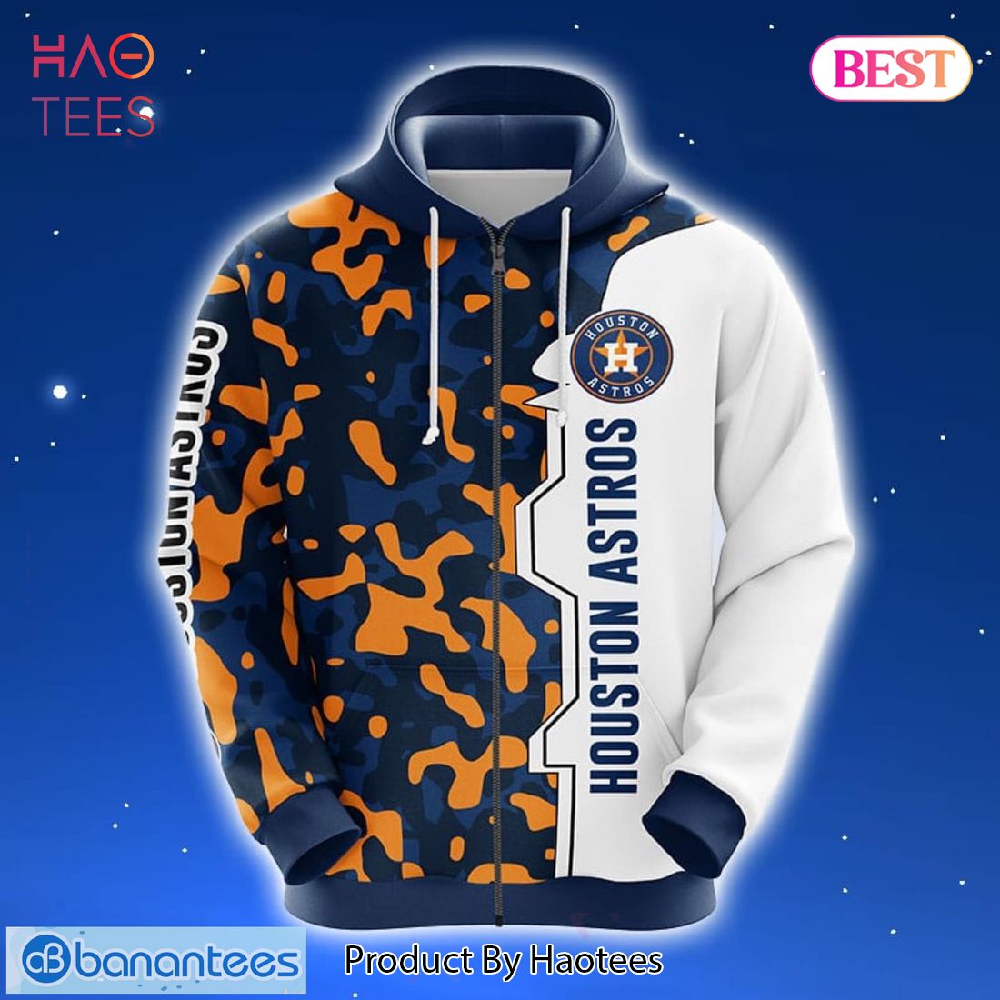 NEW Houston Astros MLB Camouflage 3D Hoodie Zip Hoodie