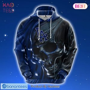 NEW MLB Los Angeles Dodgers Skull Blue 3D Hoodie Zip Hoodie