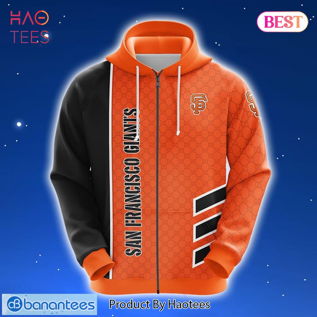 NEW MLB San Francisco Giants Orange 3D Hoodie Zip Hoodie