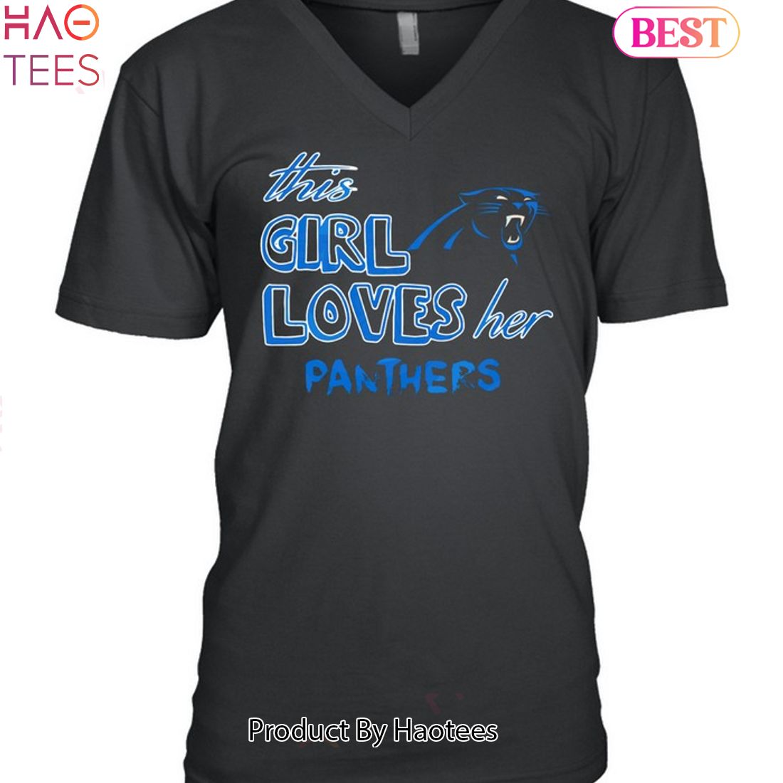 NFL Carolina Panthers Girls' Long Sleeve Fashion T-Shirt - Xs