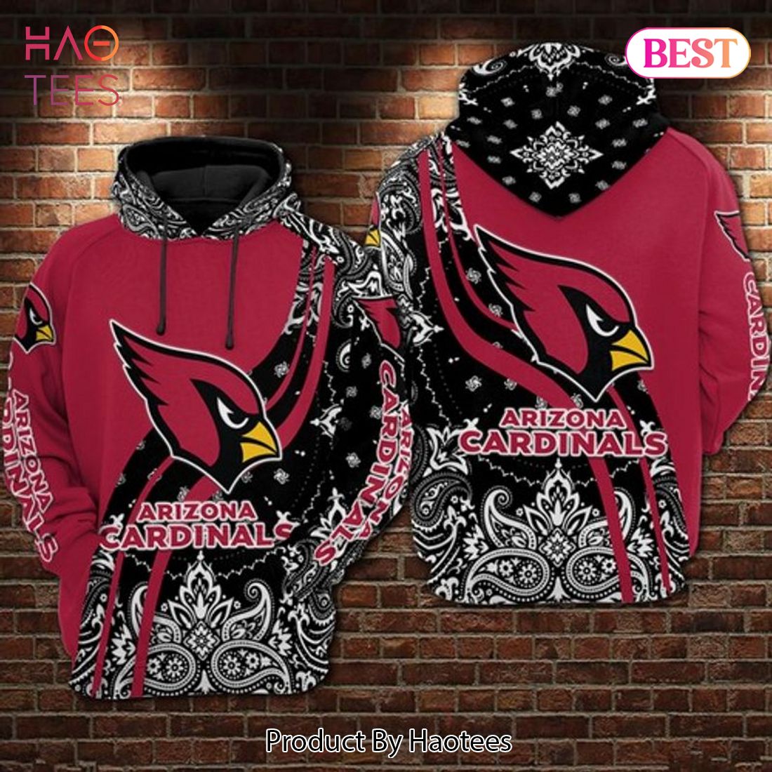 PREMIUM Arizona Cardinals Floral Motifsed 3D Hoodie