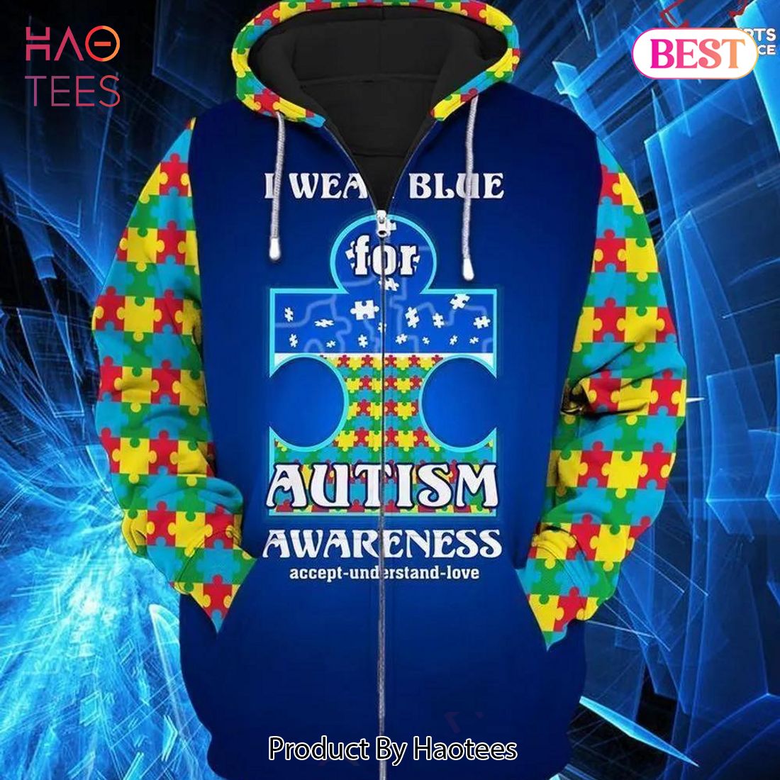 PREMIUM Autism Awareness I Wear Blue For Autism Awareness Accept Understand Love 3D Hoodie For Men And Women