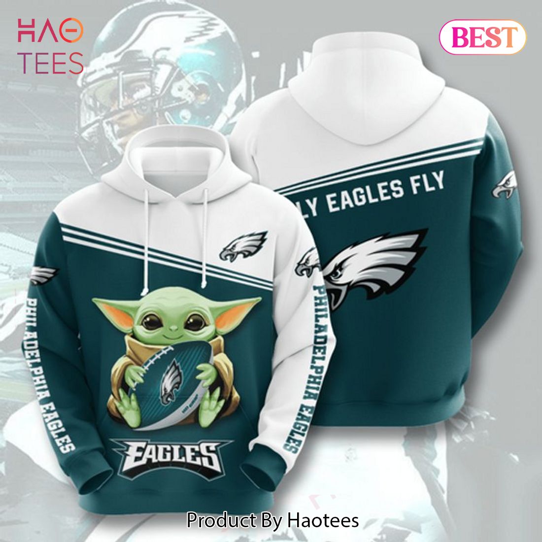 PREMIUM Baby Yoda Star Wars Seattle Seahawks Logo 3D Hoodie