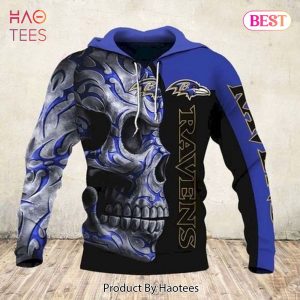 PREMIUM Baltimore Ravens Logo Skull Art 3D Hoodie