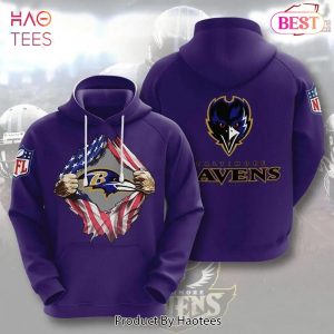 PREMIUM Baltimore Ravens Usa Flag 3D Casual Purple Unisex Hoodie