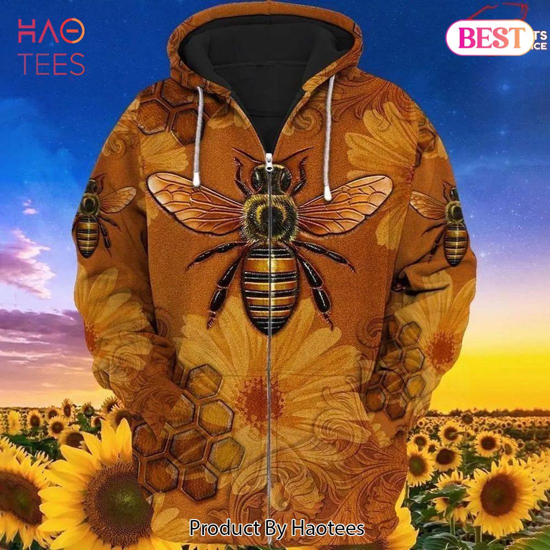 PREMIUM Bee Sunflowers For Men And Women 3D Hoodieed