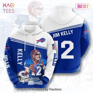 PREMIUM Buffalo Bills 12 Jim Kelly Signature 3D Hoodie