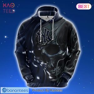 PREMIUM New York Yankees MLB Skull Blue 3D Hoodie Zip Hoodie