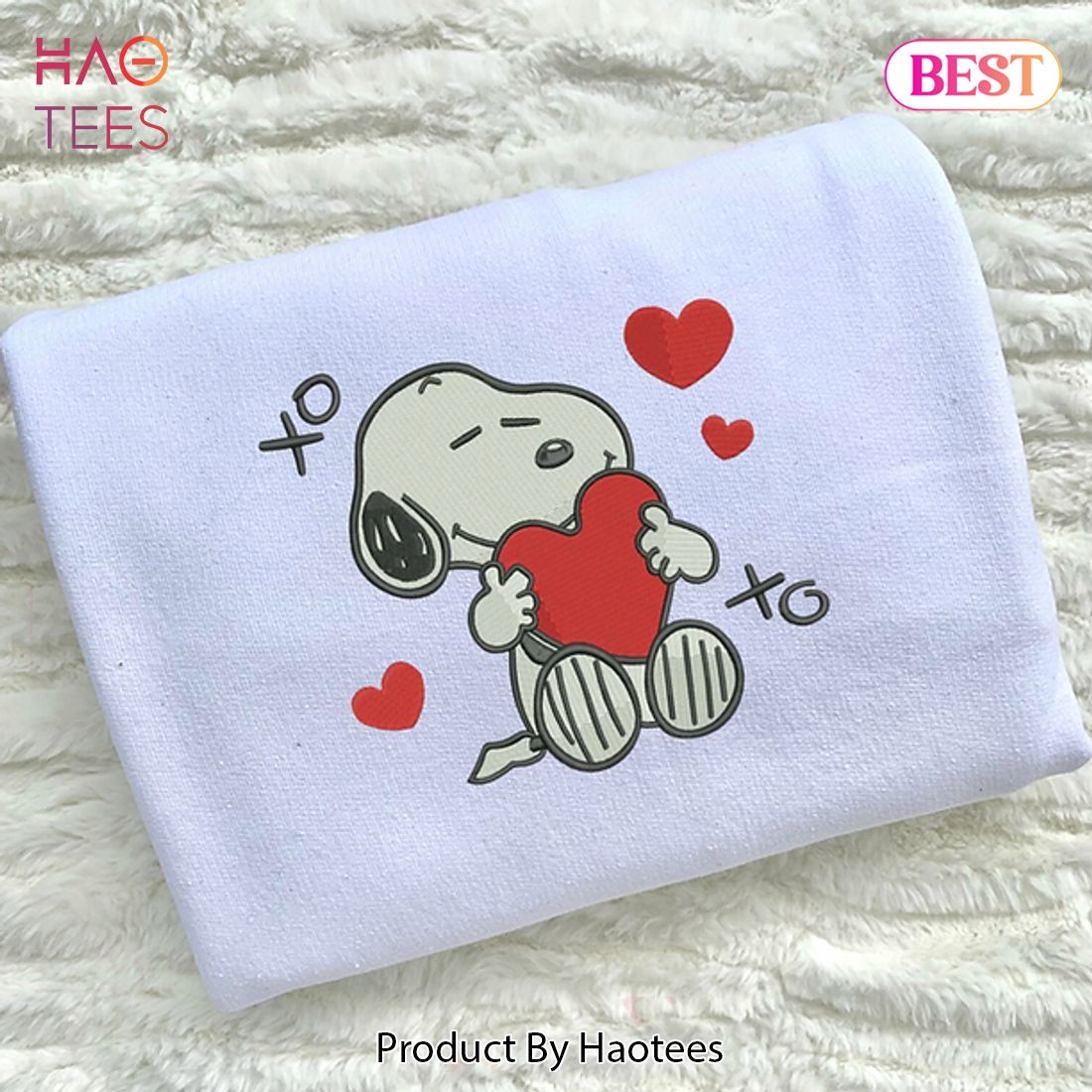 PREMIUM Xoxo Dog Hearts Embroidered Hoodie, Sweatshirt