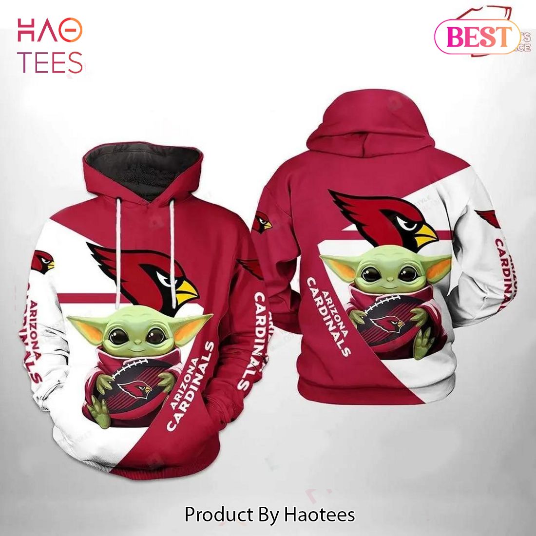 THE BEST Arizona Cardinals Baby Yoda NFL 3D Hoodie, Zip-up Hoodie