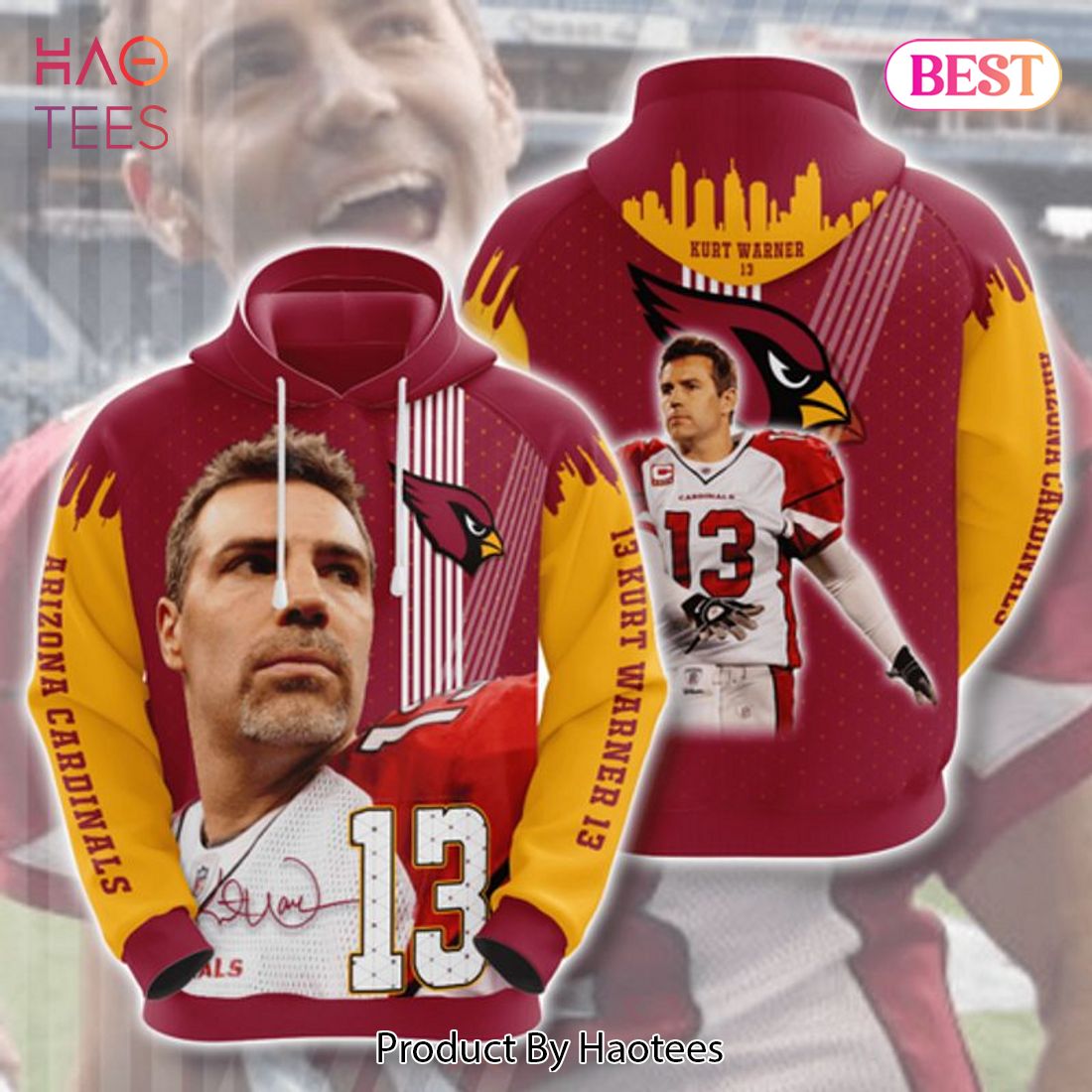 THE BEST Arizona Cardinals Football Kurt Warner 13 3D Hoodie