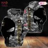 THE BEST Army Camouflage Black Skull 3D Hoodie
