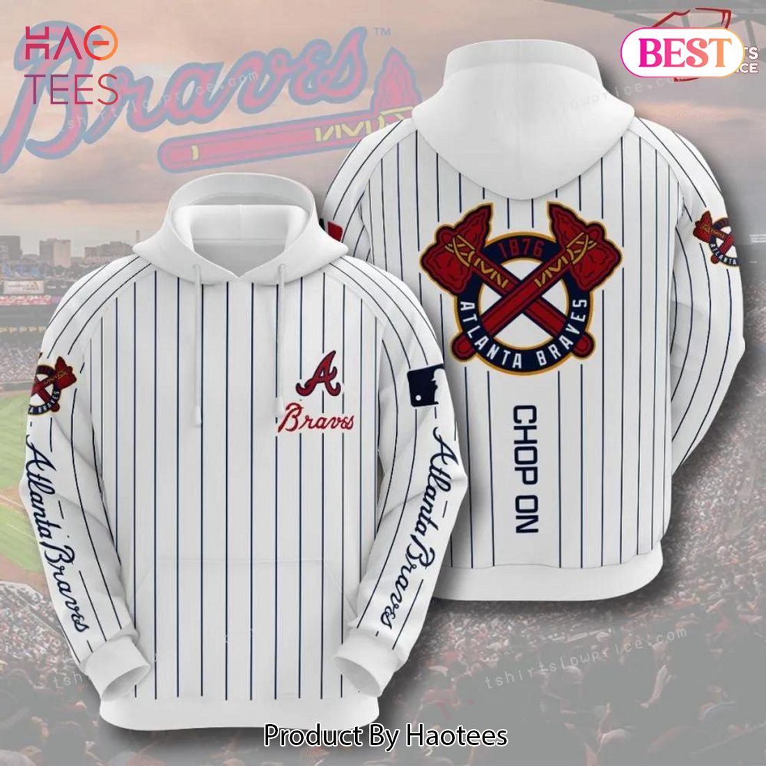 THE BEST Atlanta Braves White Custom 3D Hoodie
