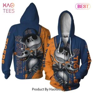 THE BEST Auburn Tigers Jack Skellington Halloween 3D Hoodie Auburn Tigers Christmas Gifts