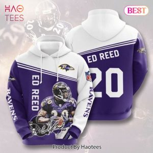 THE BEST Baltimore Ravens 20 Ed Reed Signature 3D Hoodie