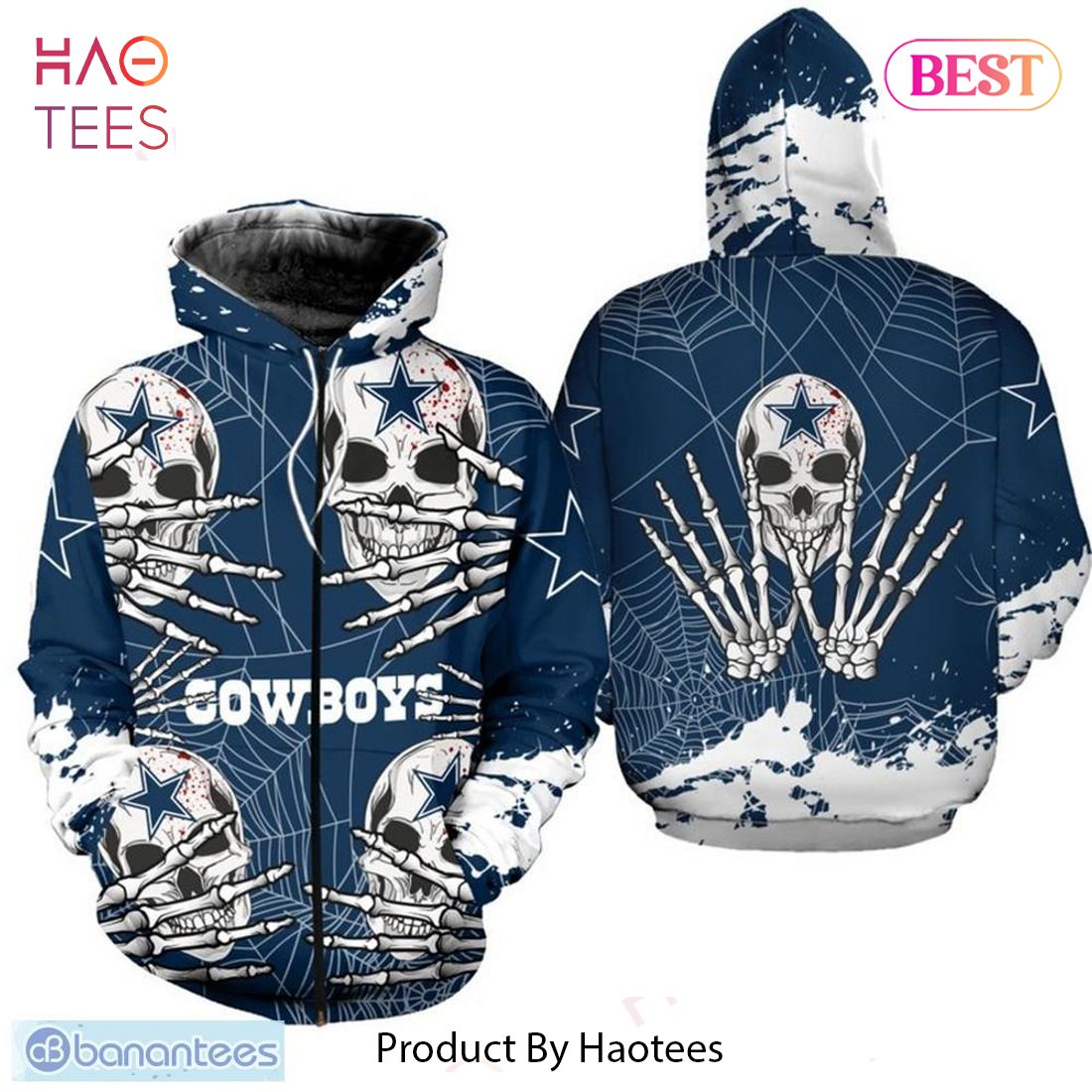 THE BEST Dallas Cowboys 3D Hoodie skull for Halloween graphic Gift For Mens