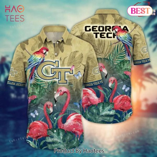 THE BEST NCAA Georgia Tech Yellow Jackets Flower Hawaiian Shirt 3D Shirt, Georgia Tech Yellow Jackets Gift