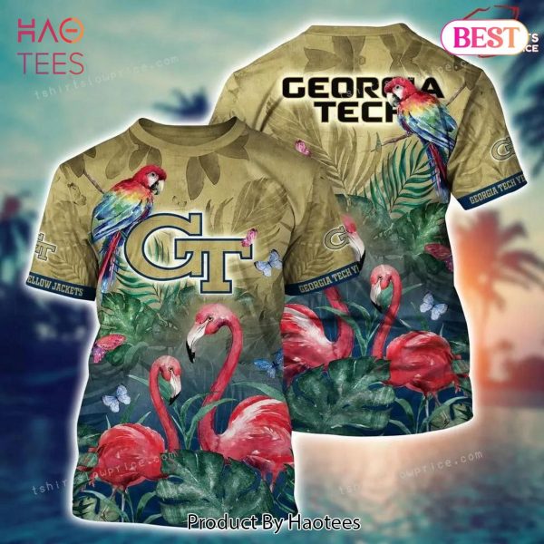 THE BEST NCAA Georgia Tech Yellow Jackets Flower Hawaiian Shirt 3D Shirt, Georgia Tech Yellow Jackets Gift