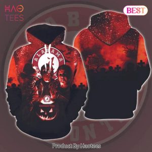 TRENDING Alabama Crimson Tide Halloween and Michael Myers, Jason Voorhees, Freddy Krueger 3D Hoodie Alabama Gifts For Men