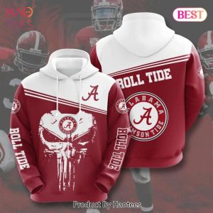 TRENDING Alabama Crimson Tide Punisher Skull For Fan 3D Hoodie NCAA Gifts