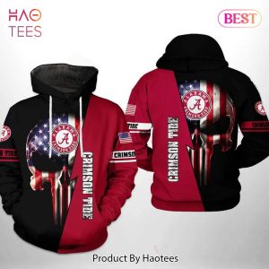 TRENDING Alabama Crimson Tide US Flag Skull Punisher 3D Hoodie NCAA Basketball Gifts