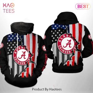 TRENDING Alabama Crimson Tide With Flag American Distressed 3D Hoodie NCAA Cheer Gifts