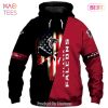 TRENDING Atlanta Falcons American Flag Shaped Skull Full Printing 3D Hoodie