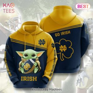 TRENDING Baby Yoda Hug Ball Notre Dame Fighting Irish 3D Hoodie Notre Dame Fighting Irish NCAA Gifts