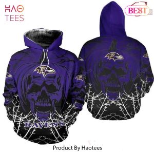 TRENDING Baltimore Ravens Halloween Pumpkin Skull Print 3D Hoodie Zip Hoodie
