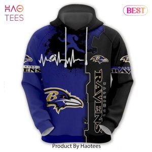 TRENDING Baltimore Ravens Logo Heartbeat 3D Hoodie