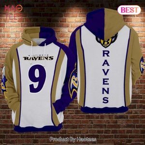 TRENDING Baltimore Ravens Logo Number 9 3D Hoodie