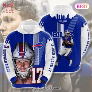 TRENDING Buffalo Bills Football Team Josh Allen 17 Blue White 3D Hoodie