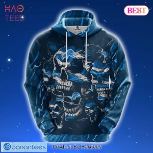 TRENDING NFL Detroit Lions Skull Funny Blue 3D Hoodie Zip Hoodie