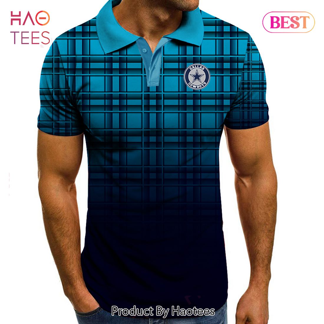 AVAILABLE NFL Dallas Cowboys Polo Tartan Gradient Polo Shirt AVAILABLE NFL Dallas Cowboys Polo Tartan Gradient Polo Shirt