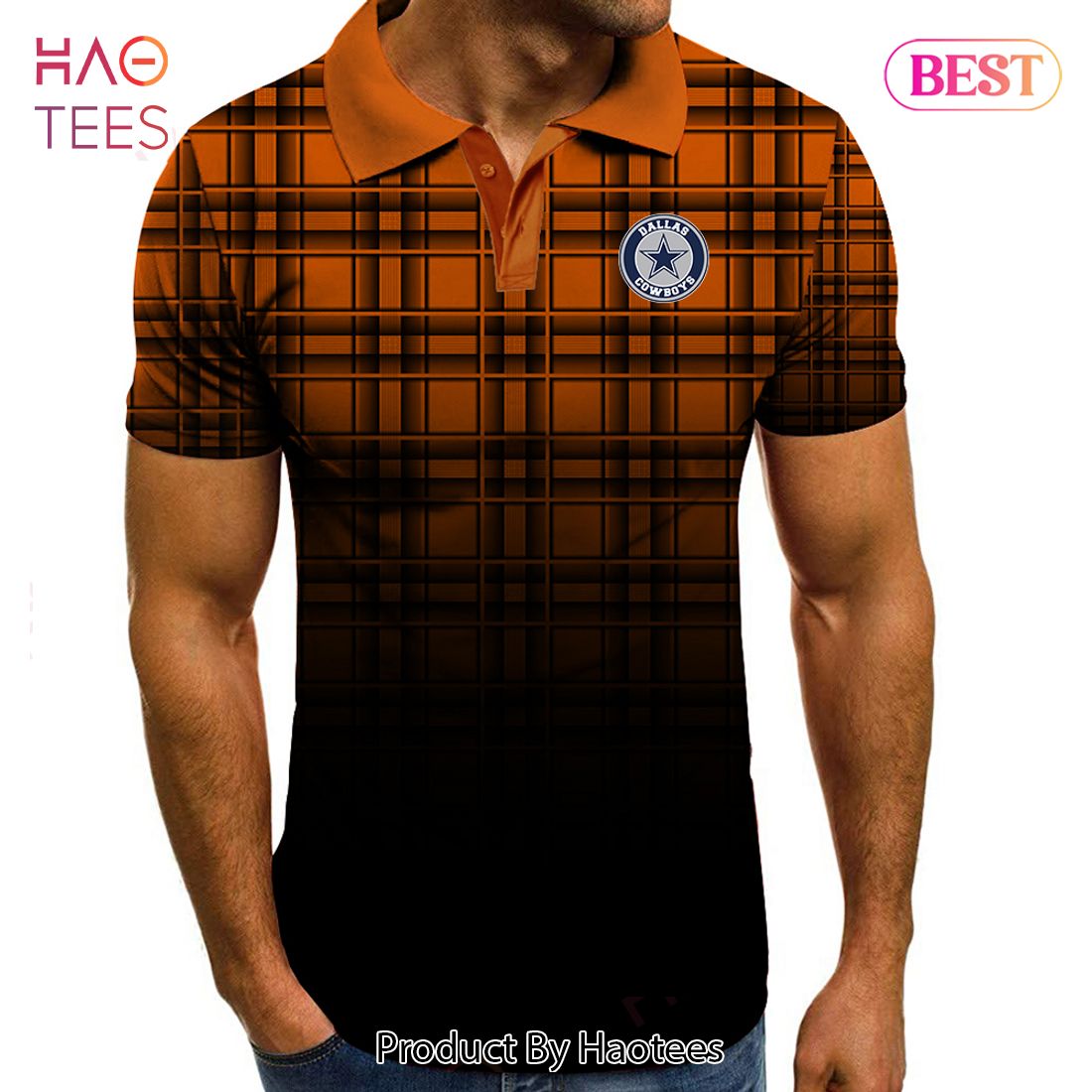 AVAILABLE NFL Dallas Cowboys Polo Tartan Gradient Polo Shirt AVAILABLE NFL Dallas Cowboys Polo Tartan Gradient Polo Shirt