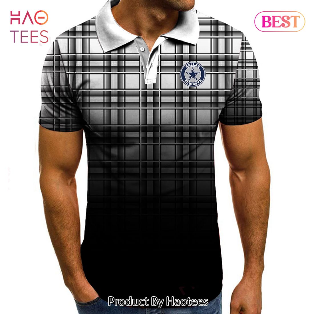 AVAILABLE NFL Dallas Cowboys Polo Tartan Gradient Polo Shirt AVAILABLE NFL Dallas Cowboys Polo Tartan Gradient Polo Shirt