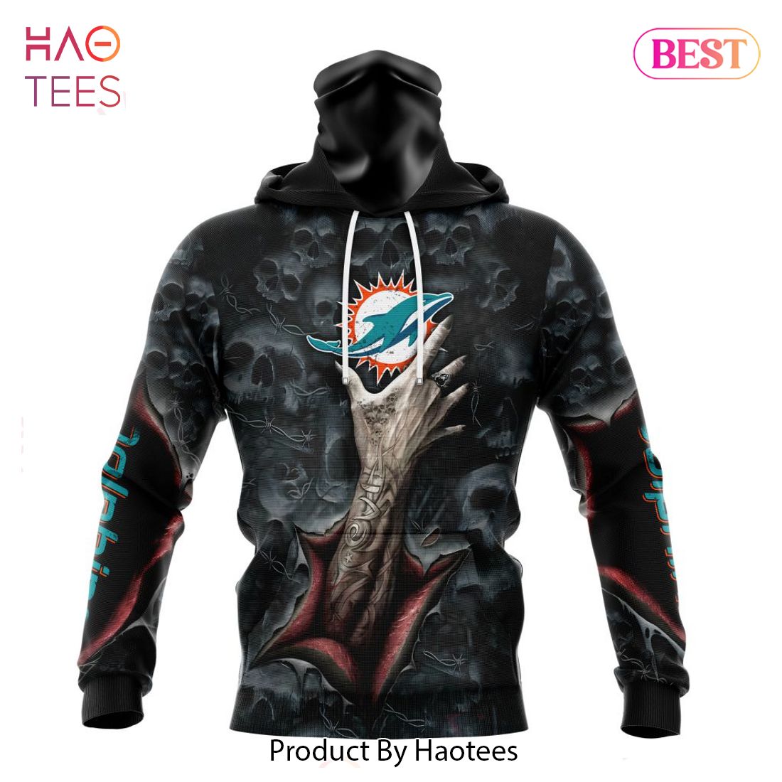 Miami Dolphins Pullover All Over Print Hoodie 3D Skull in 2023