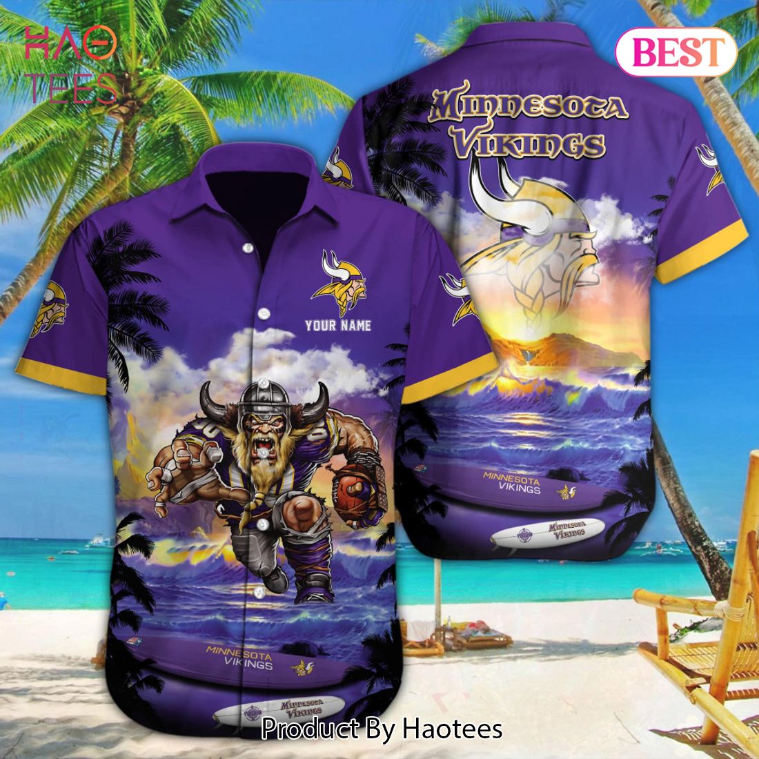 AVAILABLE NFL Minnesota Vikings Special Hawaiian Design Button Shirt Hoodie