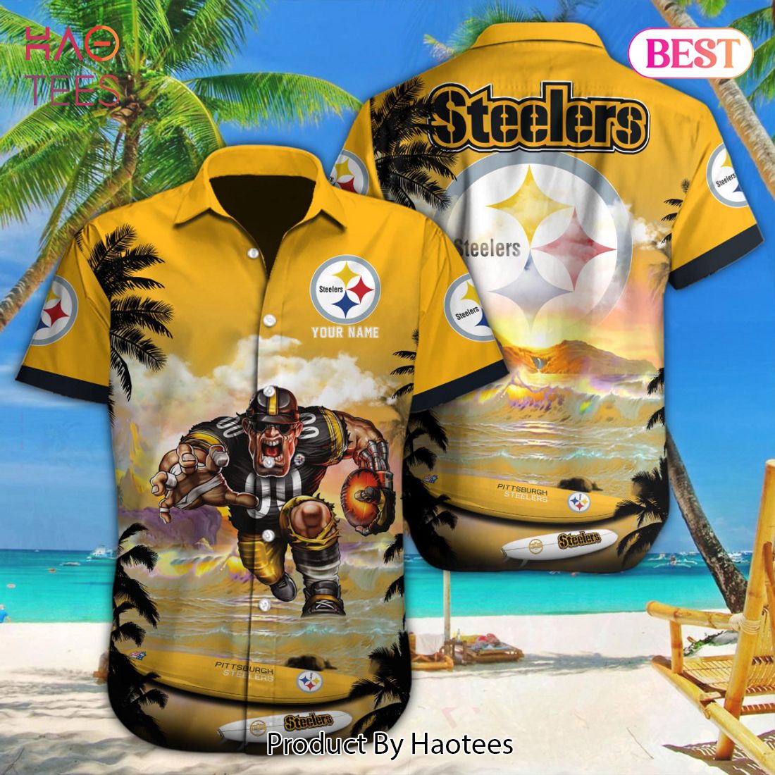 AVAILABLE NFL Pittsburgh Steelers Special Hawaiian Design Button Shirt  Hoodie