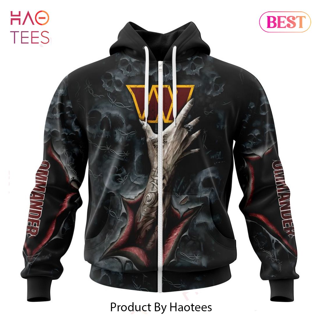 AVAILABLE NFL Washington Commanders Special Horror Skull Art Design Hoodie AVAILABLE NFL Washington Commanders Special Horror Skull Art Design Hoodie