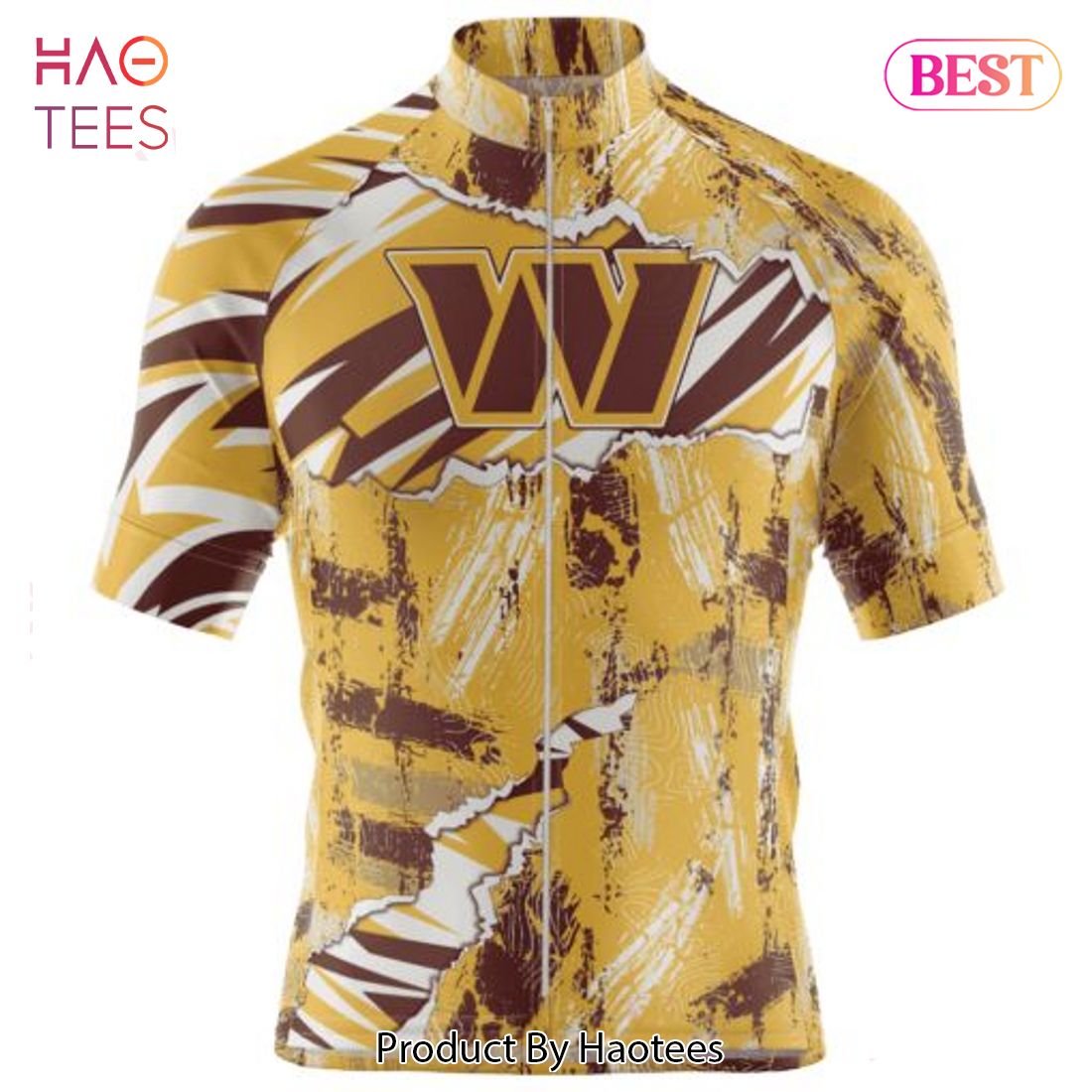 NFL Washington Commanders Hawaiian Shirt Custom Name Yellow Brown