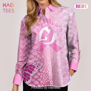 AVAILABLE NHL New Jersey Devils Special Pink Fight Breast Cancer Woman Casual Shirt Jeysey