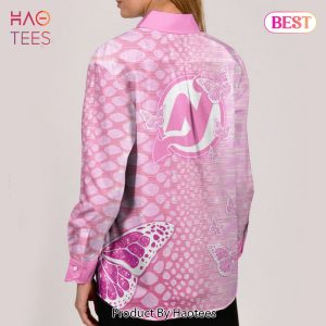AVAILABLE NHL New Jersey Devils Special Pink Fight Breast Cancer Woman Casual Shirt Jeysey