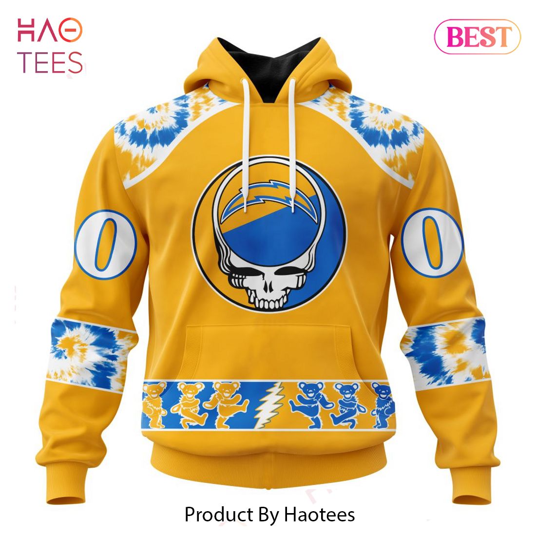 BEST Los Angeles Chargers Special Grateful Dead Design Hoodie BEST Los Angeles Chargers Special Grateful Dead Design Hoodie