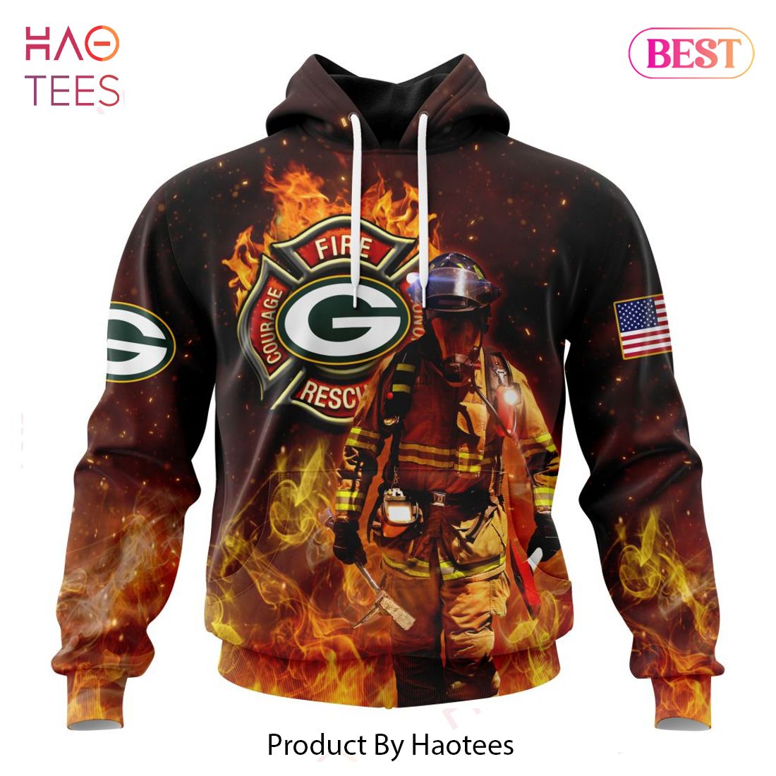 NEW NFL Green Bay Packers Special Firefighter Uniform Design Hoodie