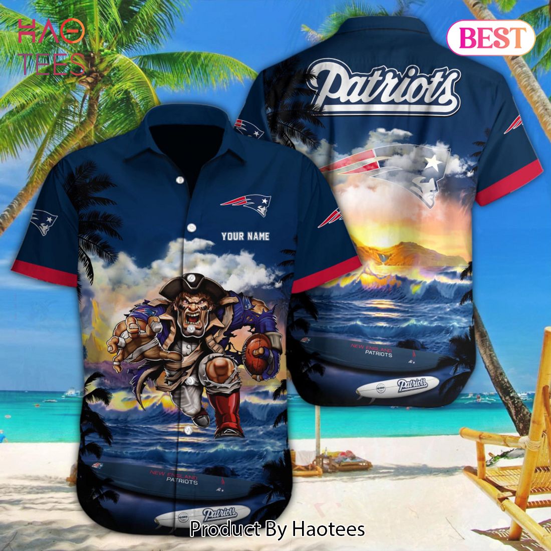 New England Patriots Tropical Palm Tree Hawaii Shirt, Shorts